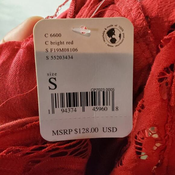 Free people Adella Maxi Bright Red Maxi Crochet Lace Dress Size Small - Picture 9 of 14